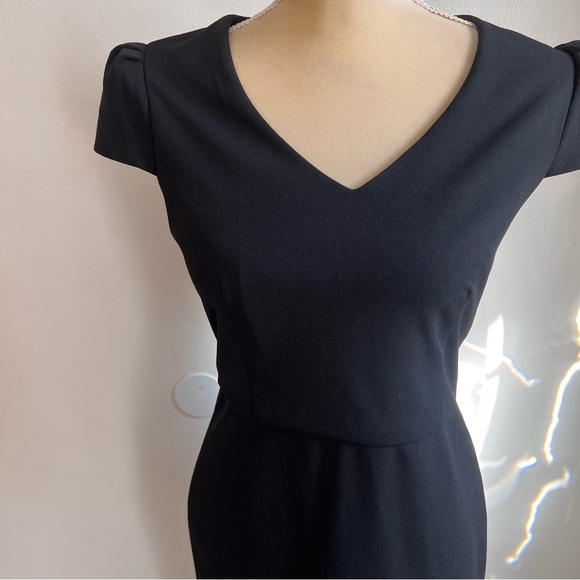 Betsey Johnson Scuba Crepe Ruffle Hem Midi Dress bodycon retro cap sleeve - Picture 5 of 14